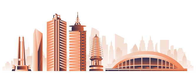 唐山城市地标建筑插画