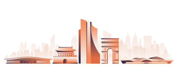 廊坊城市地标建筑插画