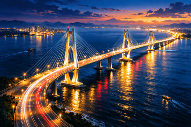 跨海大桥夜色车流