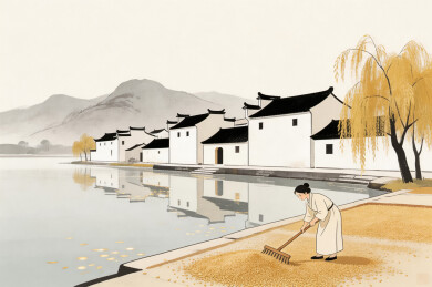 传统水乡秋收场景