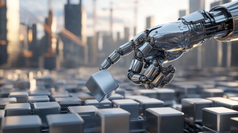 机械手拾取金属方块