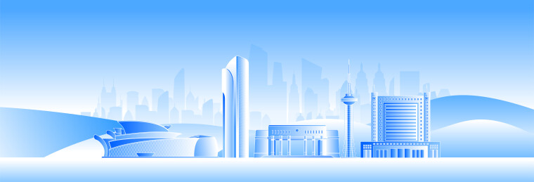 东营城市天际线插画