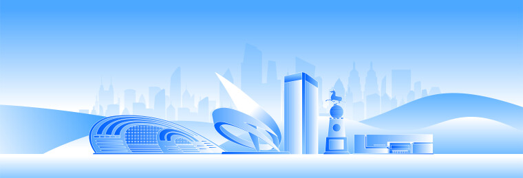 德州城市天际线插画