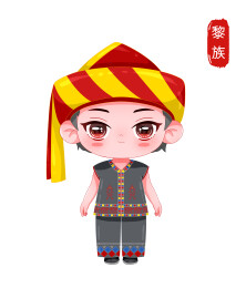 国潮卡通五十六个民族男孩黎族
