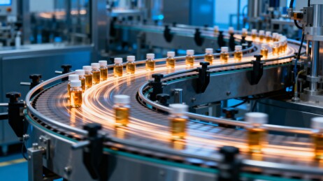 工厂流水线瓶装液体生产场景