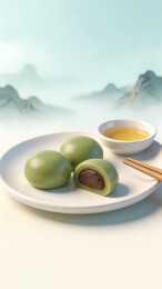 麻糬配茶禅意静