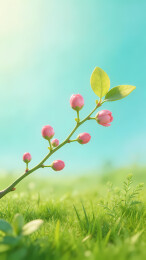 初春嫩枝含苞待放