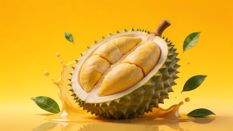 切开的榴莲果肉特写