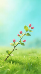 初春嫩枝花苞绽放