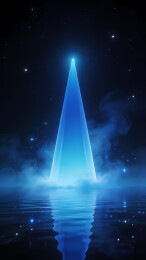 蓝光升腾星夜倒影