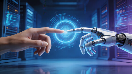 人机指尖触碰全息光环