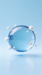 浅蓝玻璃球与白点倒影