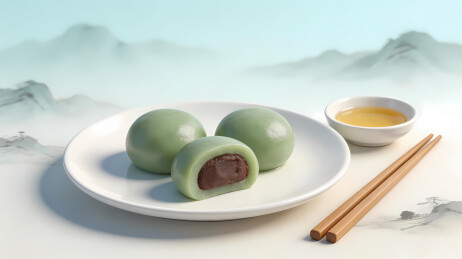 抹茶大福禅意摆盘