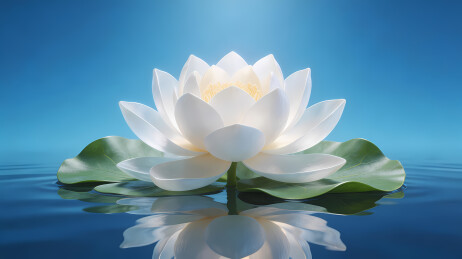 白莲映水禅意悠然