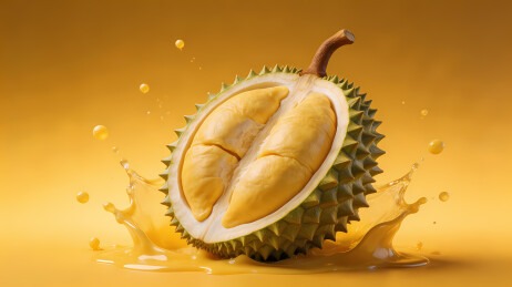 金黄榴莲切开多汁诱人