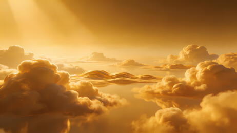 云海夕照金光透