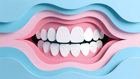 清新纸雕艺术风格牙齿多层结构图