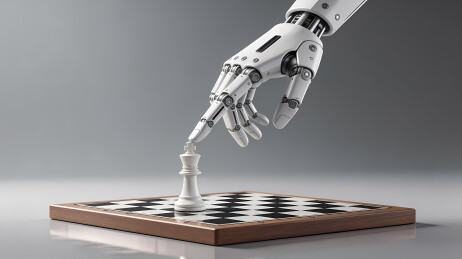 机械臂轻触棋盘兵卒