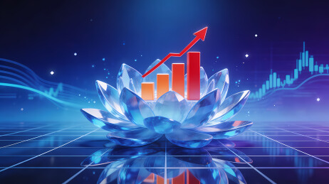 水晶莲上跃升的金融图