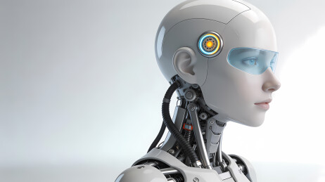 银白女形机器人侧脸