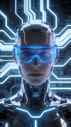 赛博女战士蓝银装甲