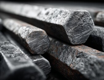 堆叠钢筋建筑施工材料