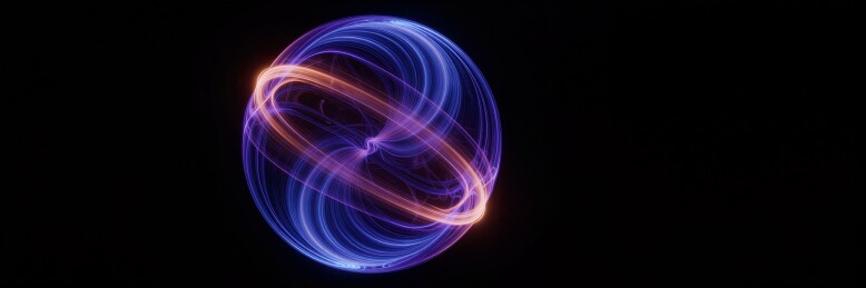 黑色背景上的炫光球体抽象艺术