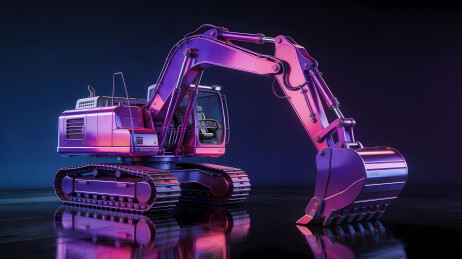 霓虹紫粉渐变挖掘机