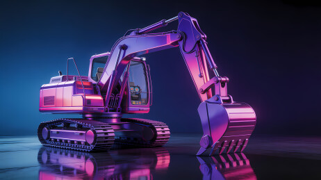 未来感挖掘机霓虹光影