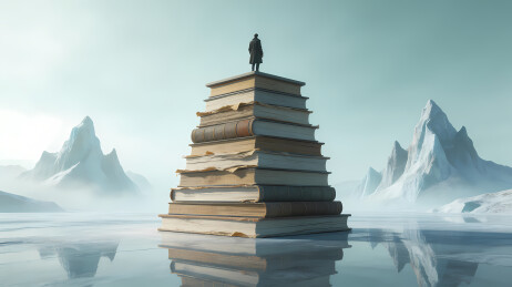 书山孤影映雪峰