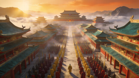 夕照下的故宫群