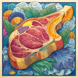 中国风装饰插画牛排