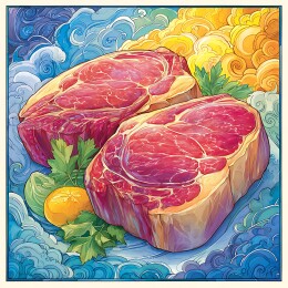 中国风装饰插画牛排