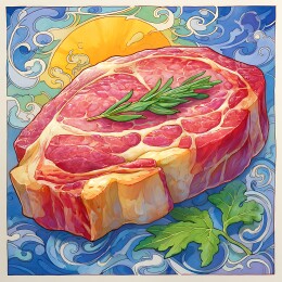 中国风装饰插画牛排