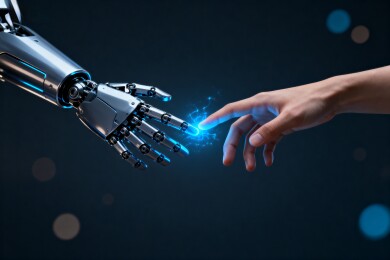 机器人与人类手指触碰