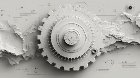 白色齿轮组机械联动工业场景