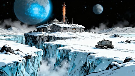 冰原外星科考站科幻场景主视觉