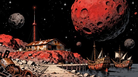 太空废土港口科幻场景主视觉