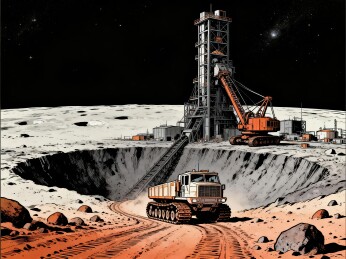 月球采矿工业科幻场景主视觉