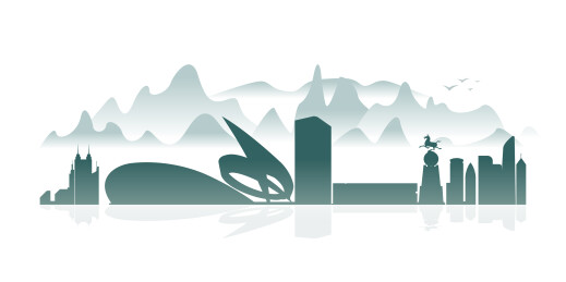 德州城市建筑水墨画