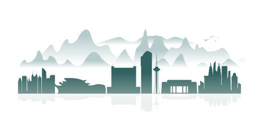 东营城市建筑水墨画