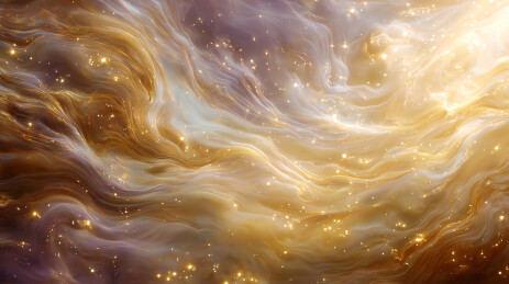 金色星云流动的梦幻宇宙景象