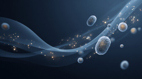 细胞流动与能量粒子的科学幻想图