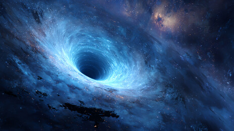深邃宇宙中的蓝色虫洞奇景