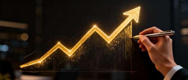 金色增长曲线商务金融主视觉