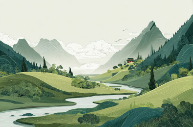 青山绿水间的山谷风光