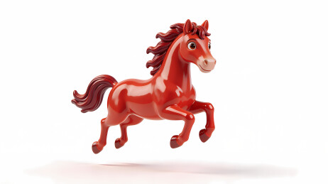 赤红陶瓷小马跃起