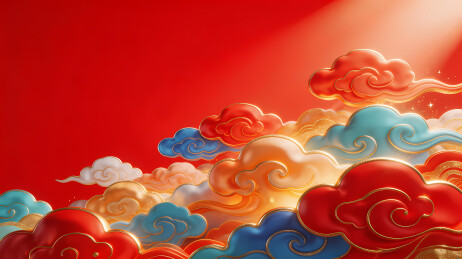 祥云瑞彩映红霞