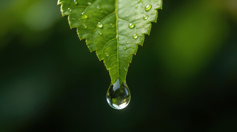 翠叶垂露雨后清