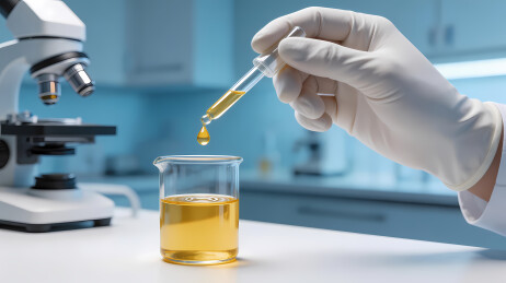 滴管滴入金黄液体